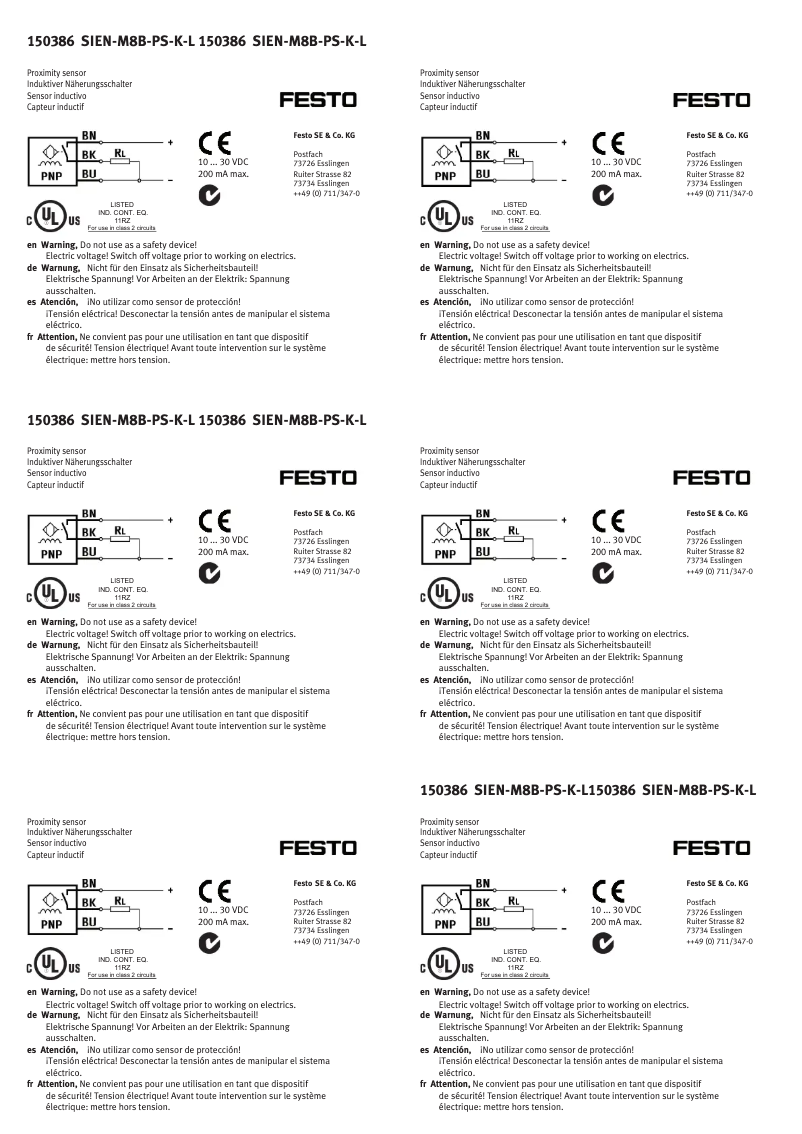 Página 1 del manual Manual de usuario Festo SIEN-M8B-PS-K-L