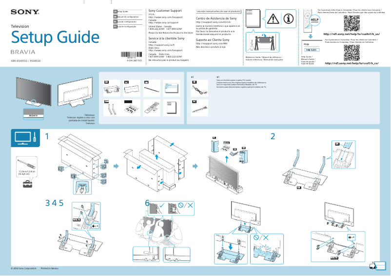 Imagen de la primera página del manual del dispositivo Bravia XBR-85X850D