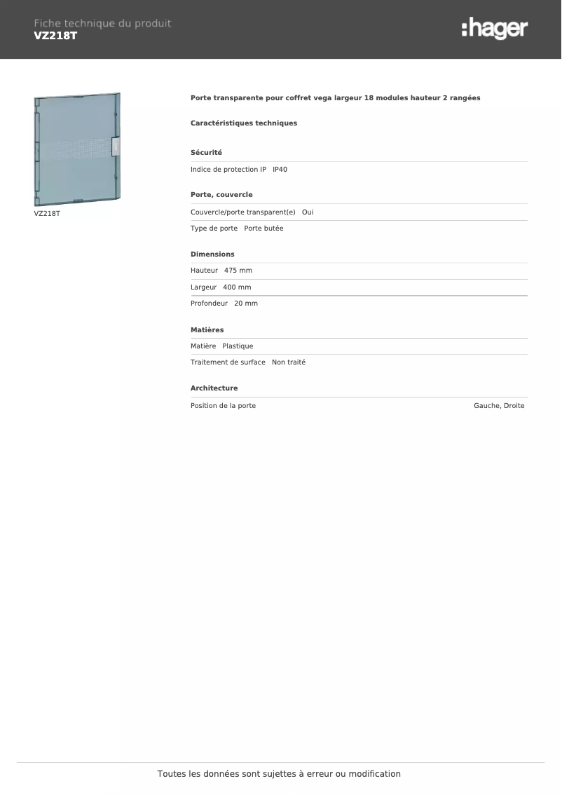 Imagen de la primera página del manual del dispositivo VZ218T