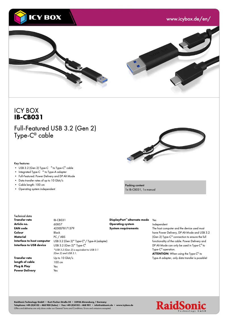 Imagen de la primera página del manual del dispositivo IB-CB031