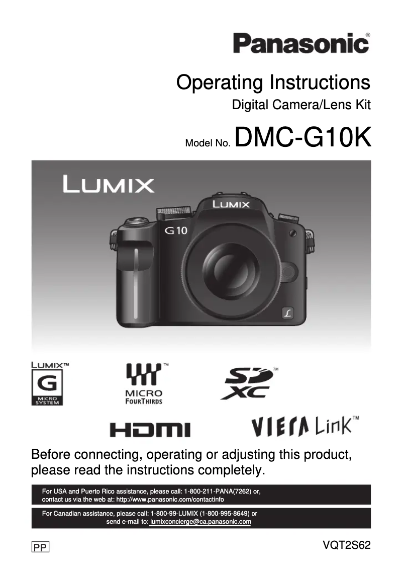 Página 1 del manual Manual de usuario Panasonic Lumix DMC-G10K