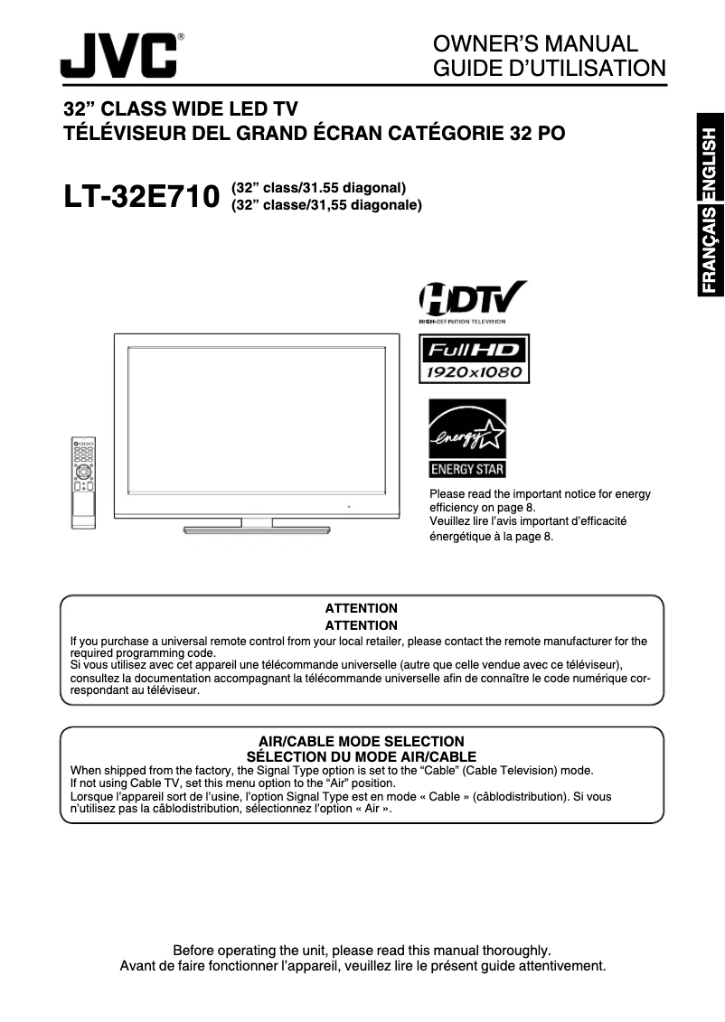 Imagen de la primera página del manual del dispositivo LT-32E710