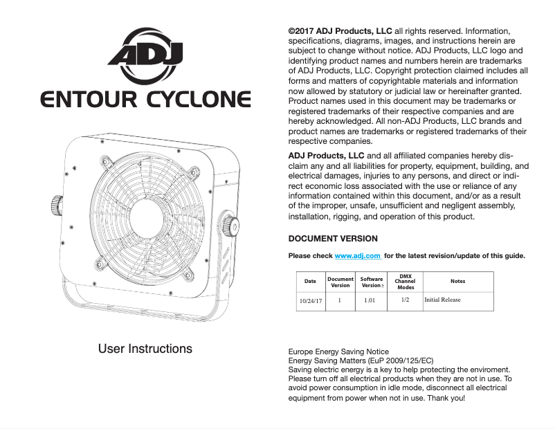 Página nº 1 - Manual de usuario American DJ Entour Cyclone