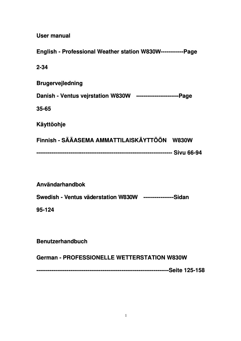 Imagen de la primera página del manual del dispositivo W830W