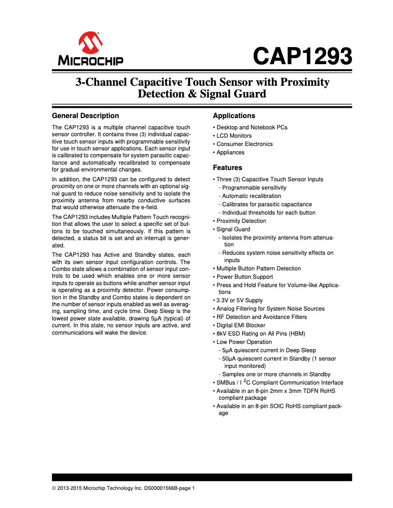 Página nº 1 - Manual de usuario Microchip CAP1293