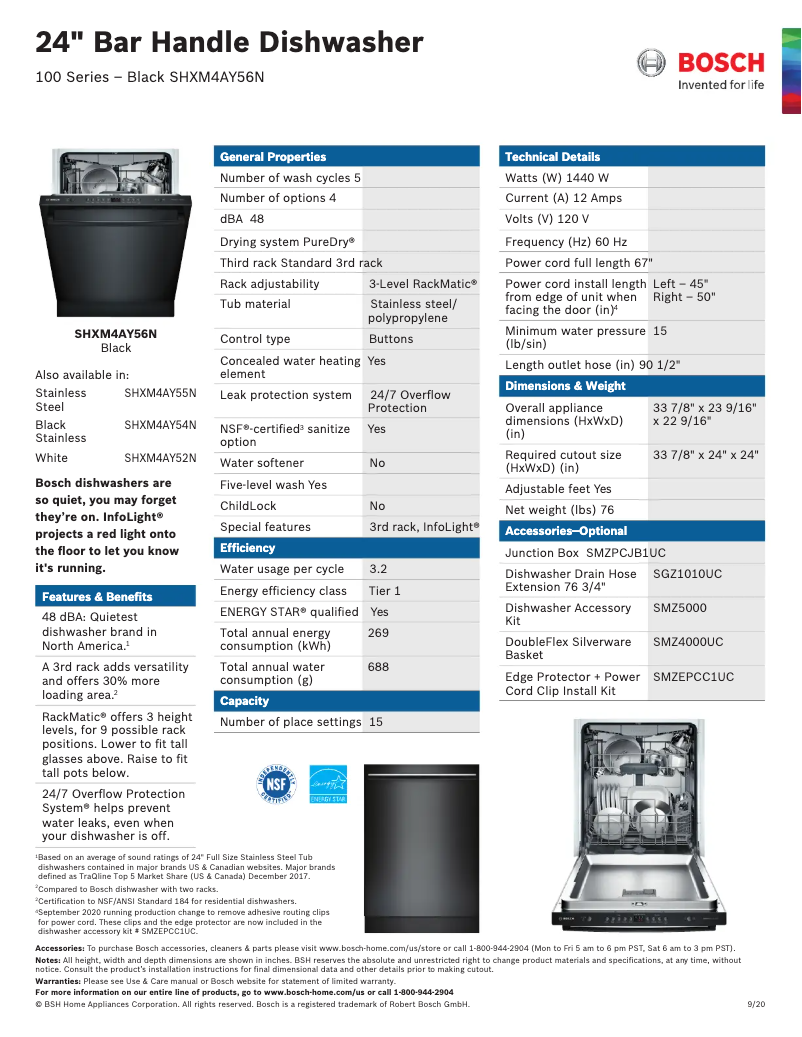 Página 1 del manual Ficha técnica Bosch SHXM4AY56N