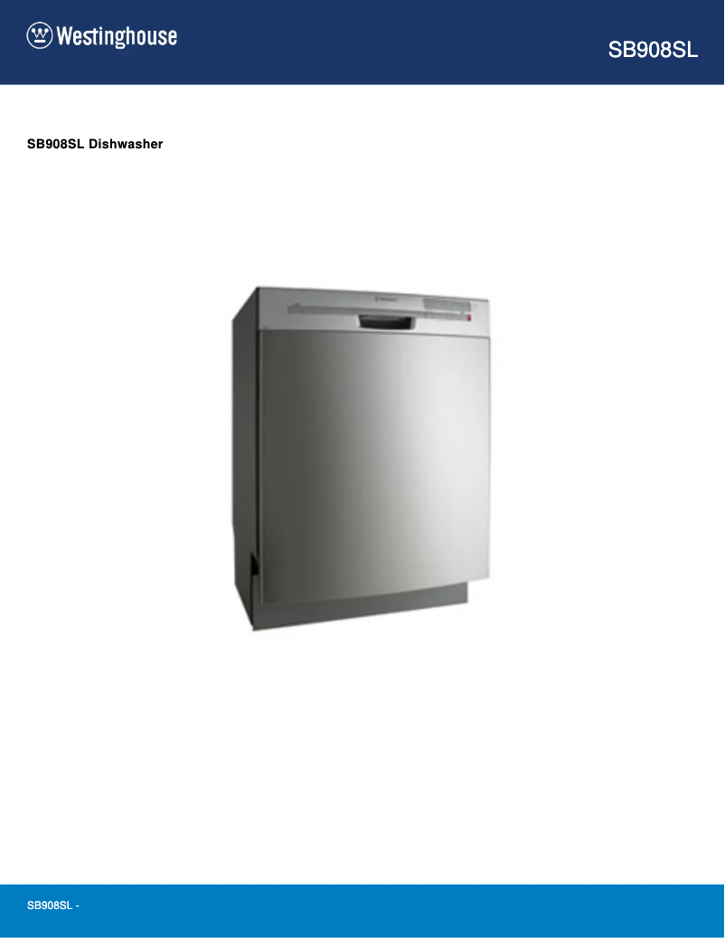 Página 1 del manual Ficha técnica Westinghouse SB908SL