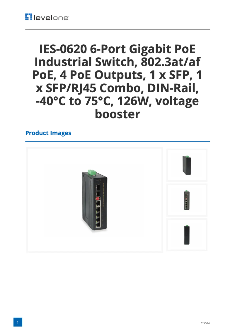 Imagen de la primera página del manual del dispositivo IES-0620