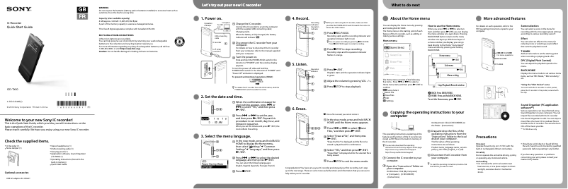 Página 1 del manual Guía de instalación Sony ICD-TX50