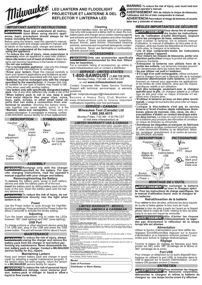 Página nº 1 - Manual de usuario Milwaukee 2362-20