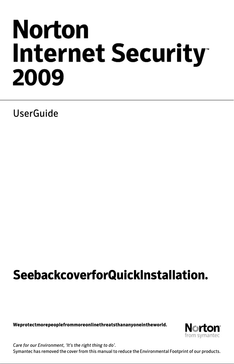 Imagen de la primera página del manual del dispositivo Norton Internet Security Premier Edition 2009