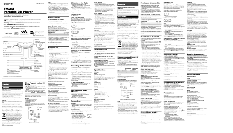 Imagen de la primera página del manual del dispositivo D-NF007