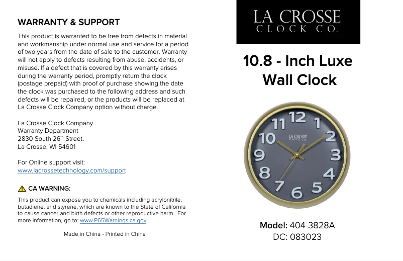 Imagen de la primera página del manual del dispositivo 404-3828A