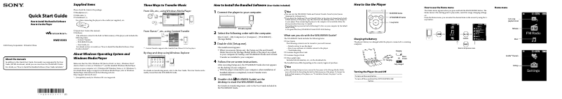 Imagen de la primera página del manual del dispositivo NWZ-E053