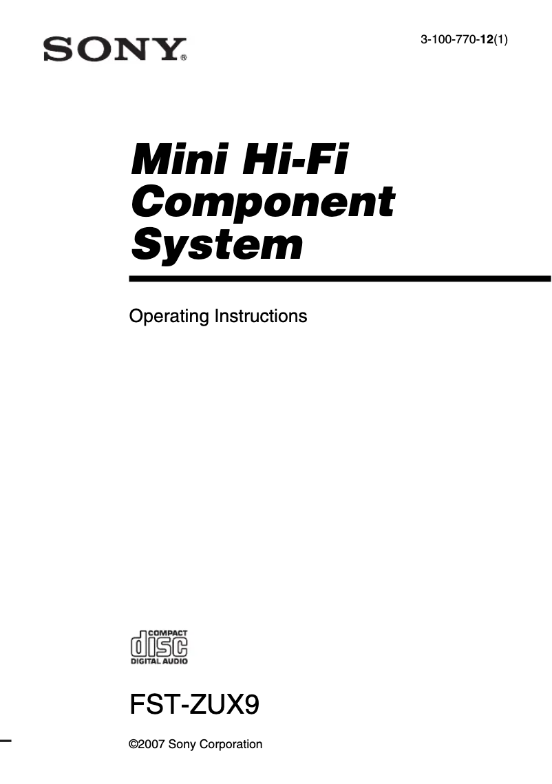Página 1 del manual Manual de usuario Sony FST-ZUX9