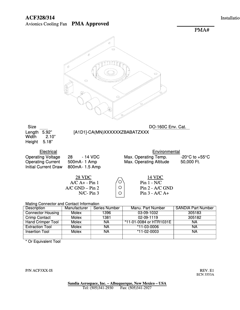 Página 1 del manual Manual de usuario Sandia Aerospace ACF314