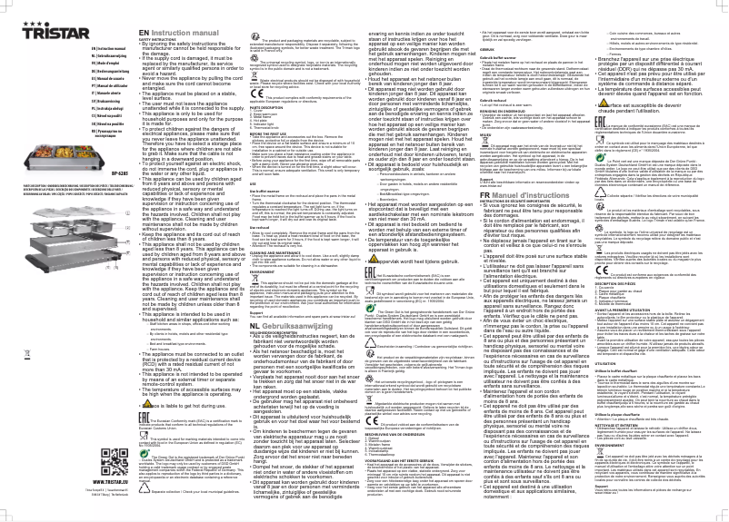 Página 1 del manual Manual de usuario TriStar BP-6285