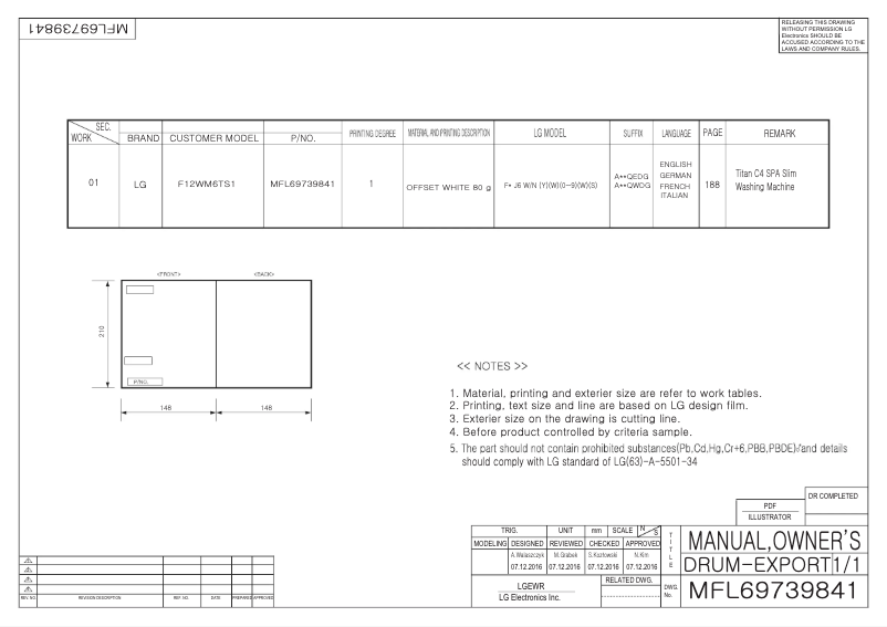 Imagen de la primera página del manual del dispositivo F12WM6TS1