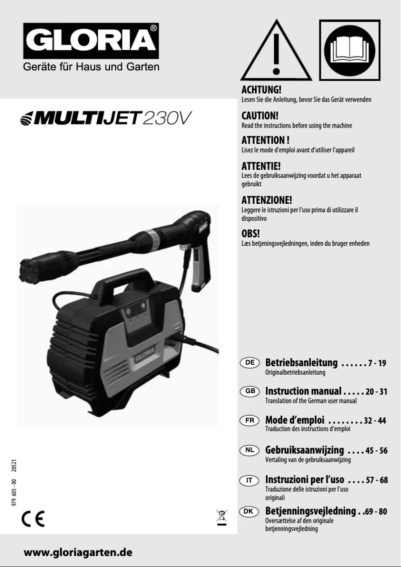 Página nº 1 - Manual de usuario GLORIA MultiJet 230V