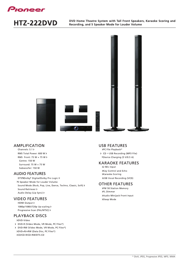 Página 1 del manual Manual de usuario Pioneer HTZ-222DVD
