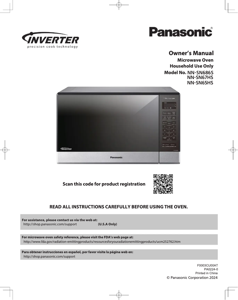 Página 1 del manual Manual de usuario Panasonic Inverter NN-SN67HS