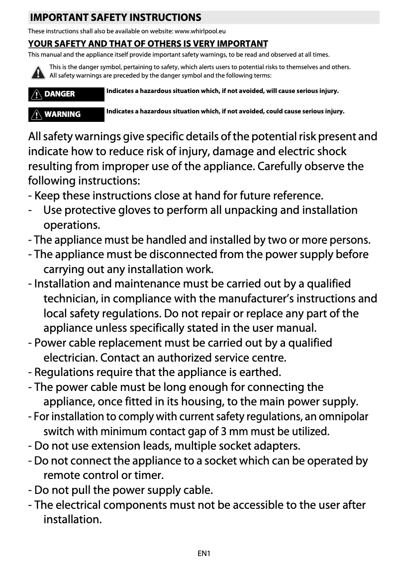 Página 1 del manual Manual de usuario Whirlpool AKZM 8600 IX