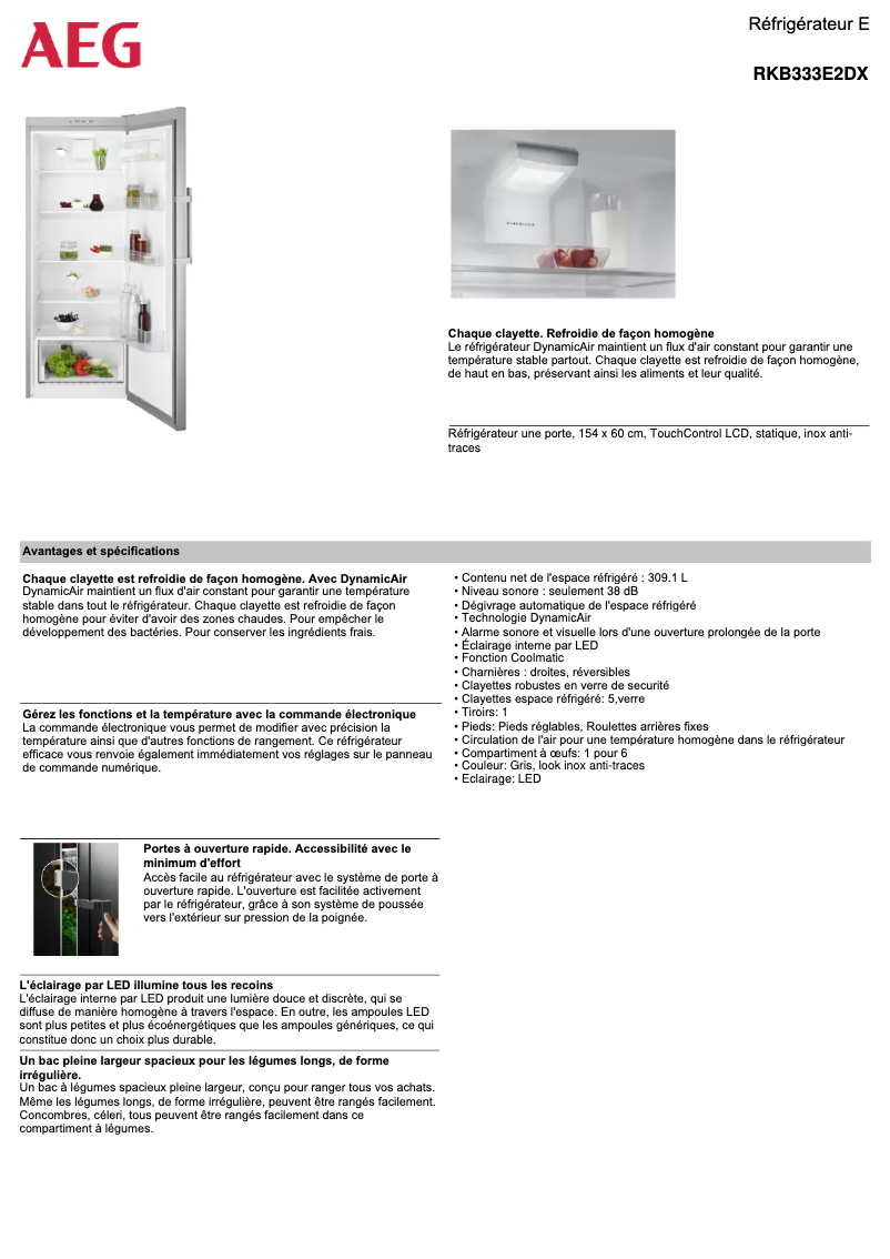 Página nº 1 - Ficha técnica AEG RKB333E2DX