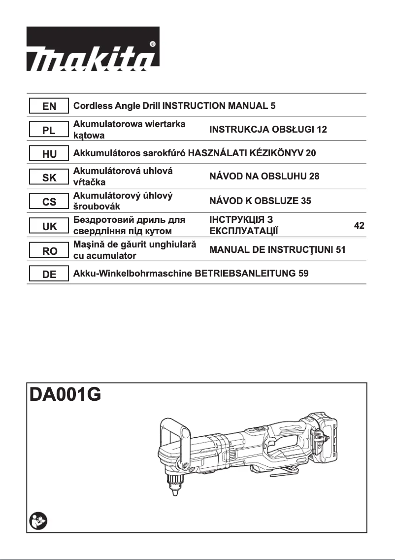 Imagen de la primera página del manual del dispositivo DA001G