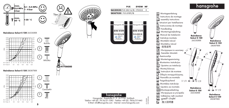 Página 1 del manual Manual de usuario Hansgrohe Raindance Select S 150
