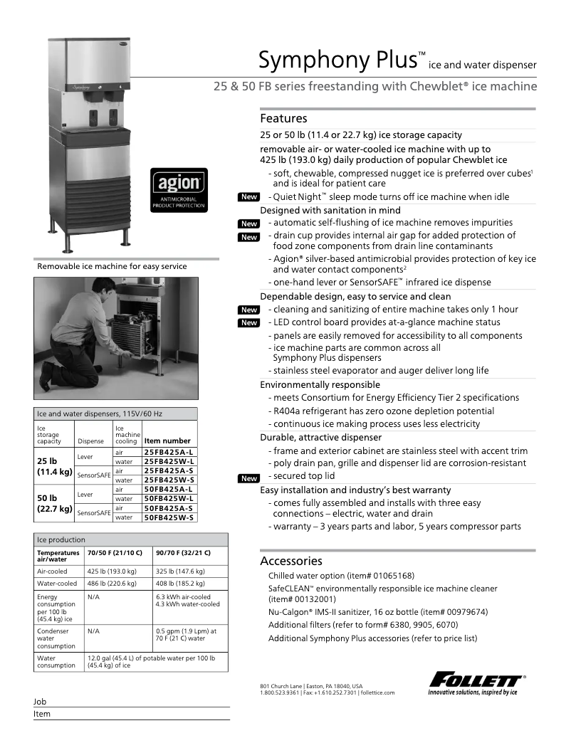 Página 1 del manual Ficha técnica Follett 50FB425A-L