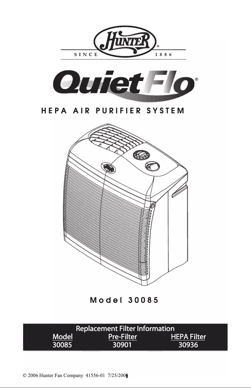 Página 1 del manual Manual de usuario Hunter QuietFlo 30085