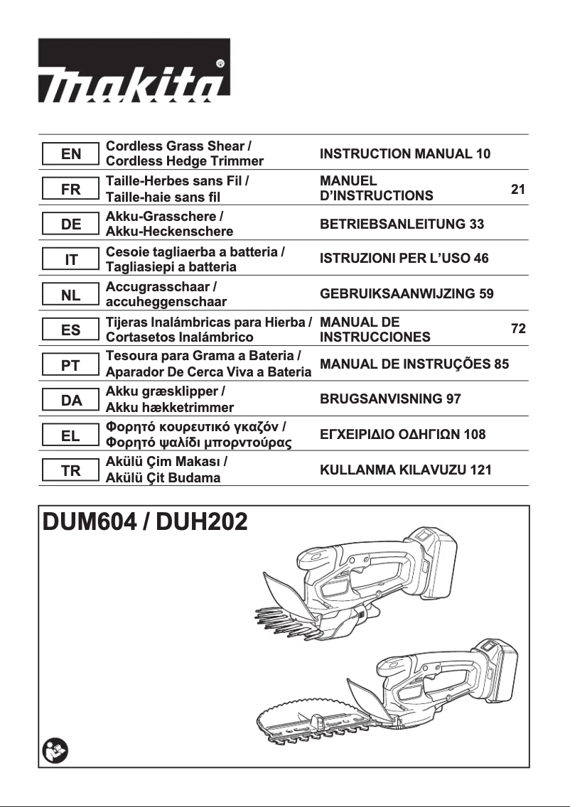 Página 1 del manual Ficha técnica Makita DUM604RTX
