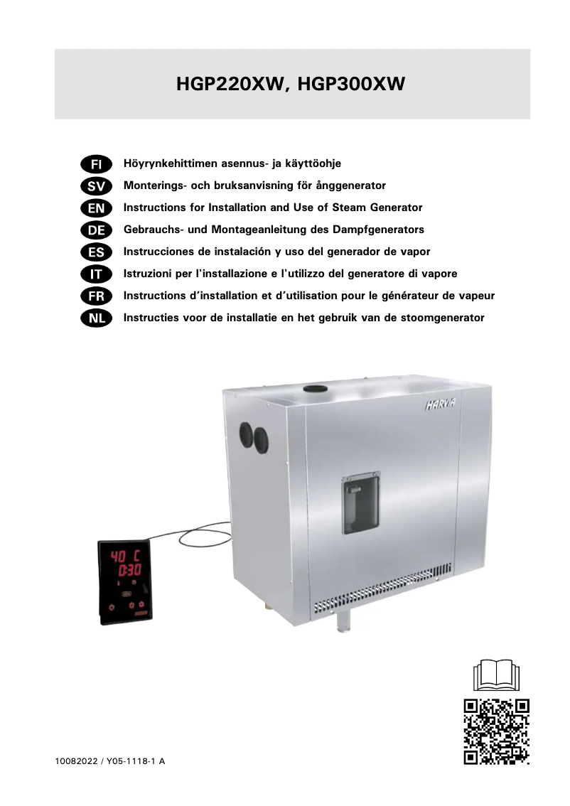 Página 1 del manual Manual de usuario Harvia HGP300XW