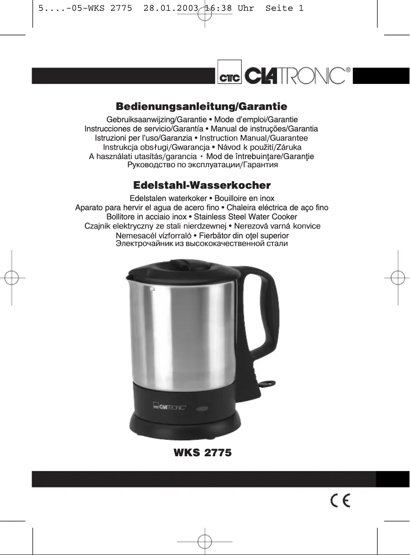 Página 1 del manual Manual de usuario Clatronic WKS 2775