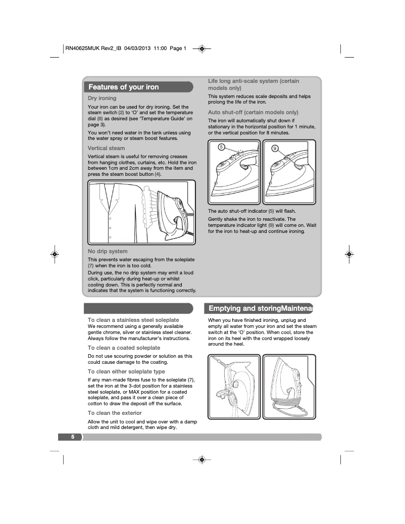 Imagen de la primera página del manual del dispositivo TurboSteam 300603