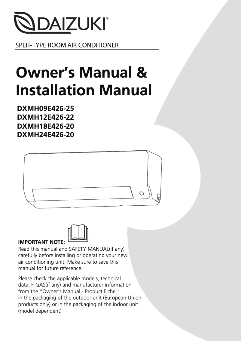 Imagen de la primera página del manual del dispositivo DXMH18E426-20