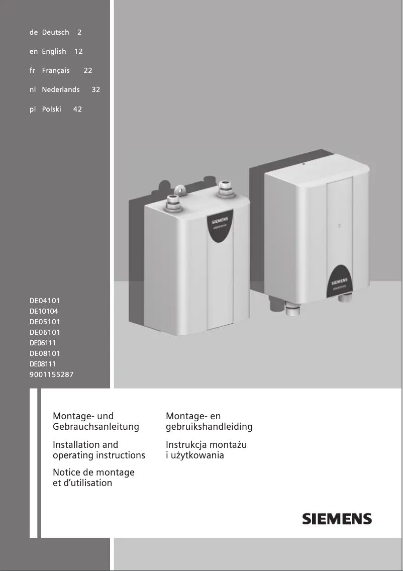 Imagen de la primera página del manual del dispositivo DE06111