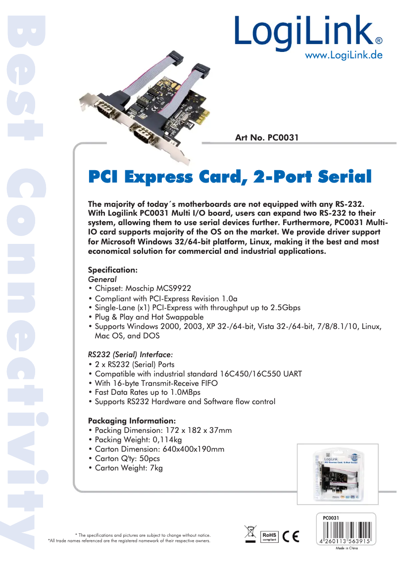 Página 1 del manual Manual de usuario LogiLink PC0031