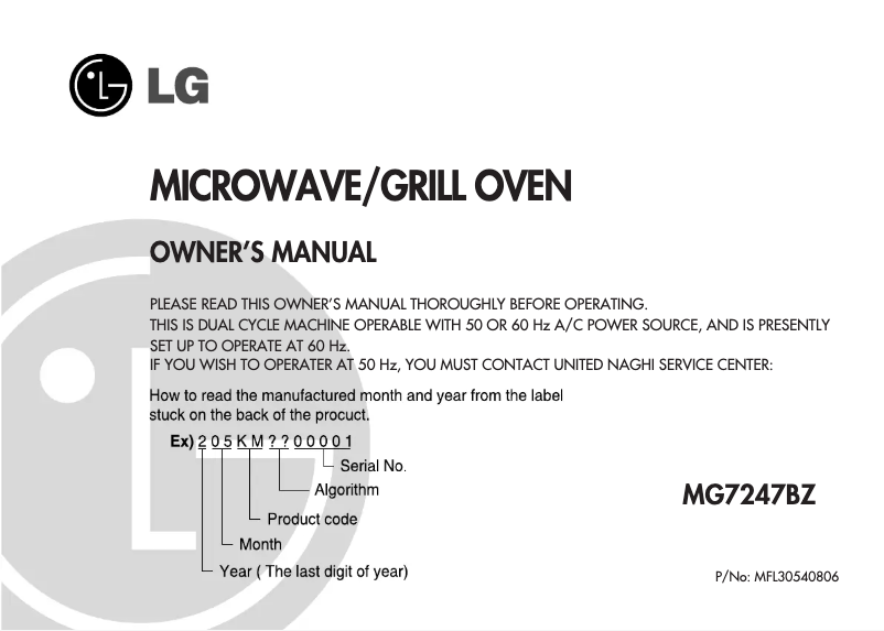 Imagen de la primera página del manual del dispositivo MG7247BZ