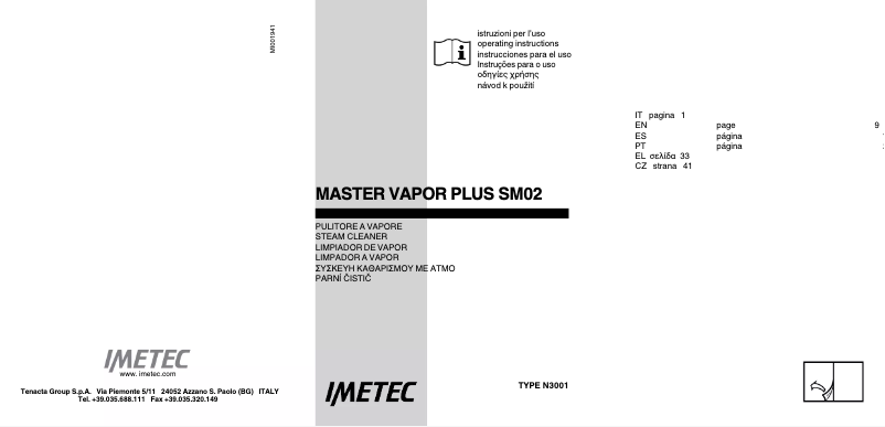 Imagen de la primera página del manual del dispositivo Vapor Plus SM02