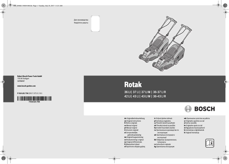 Página 1 del manual Manual de usuario Bosch Rotak 43 Li