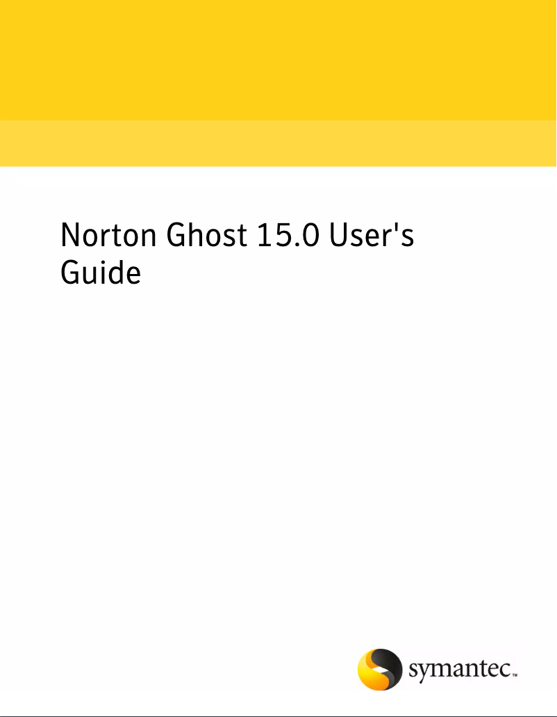 Imagen de la primera página del manual del dispositivo Norton Ghost 15.0