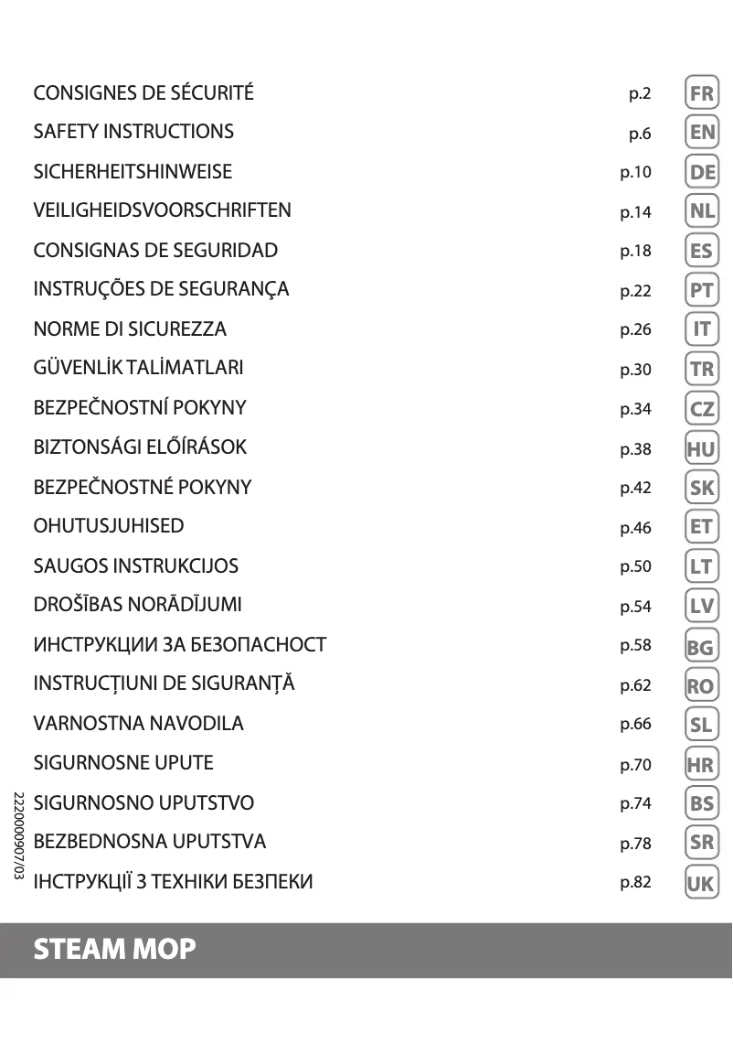 Imagen de la primera página del manual del dispositivo Steam Power RY6597