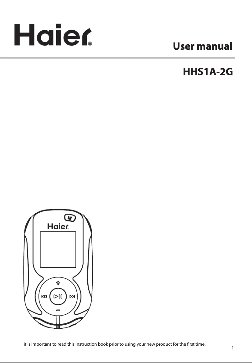 Página 1 del manual Manual de usuario Haier HHS1A-2G