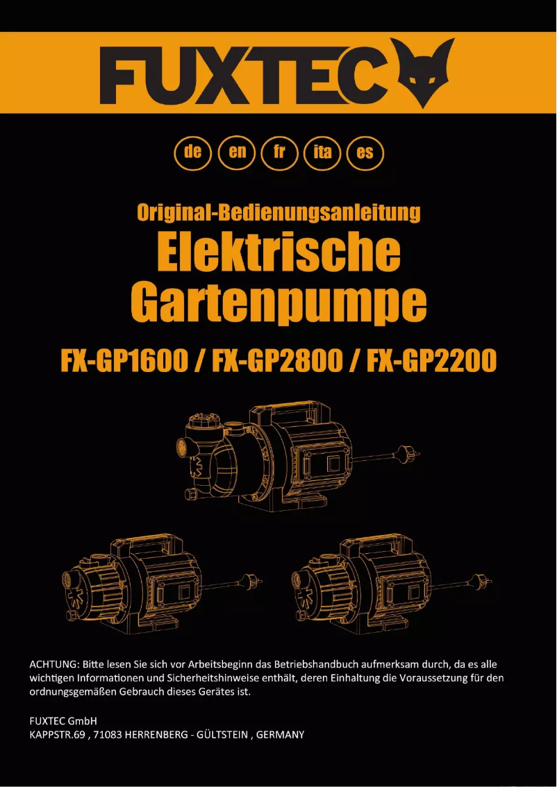 Página 1 del manual Manual de usuario Fuxtec FX-GP1600