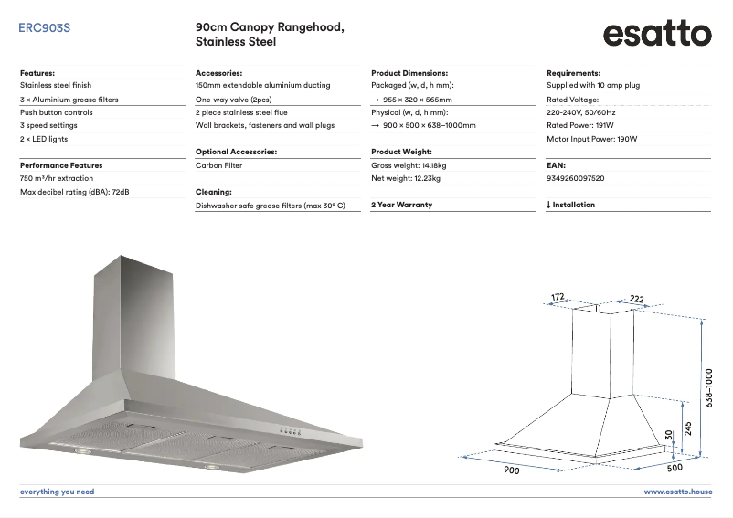 Imagen de la primera página del manual del dispositivo ERC903S