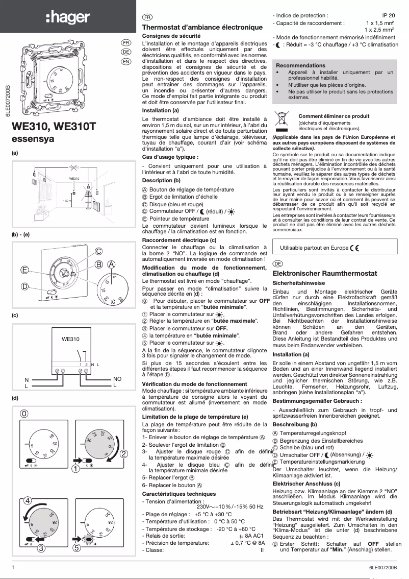 Imagen de la primera página del manual del dispositivo WE310