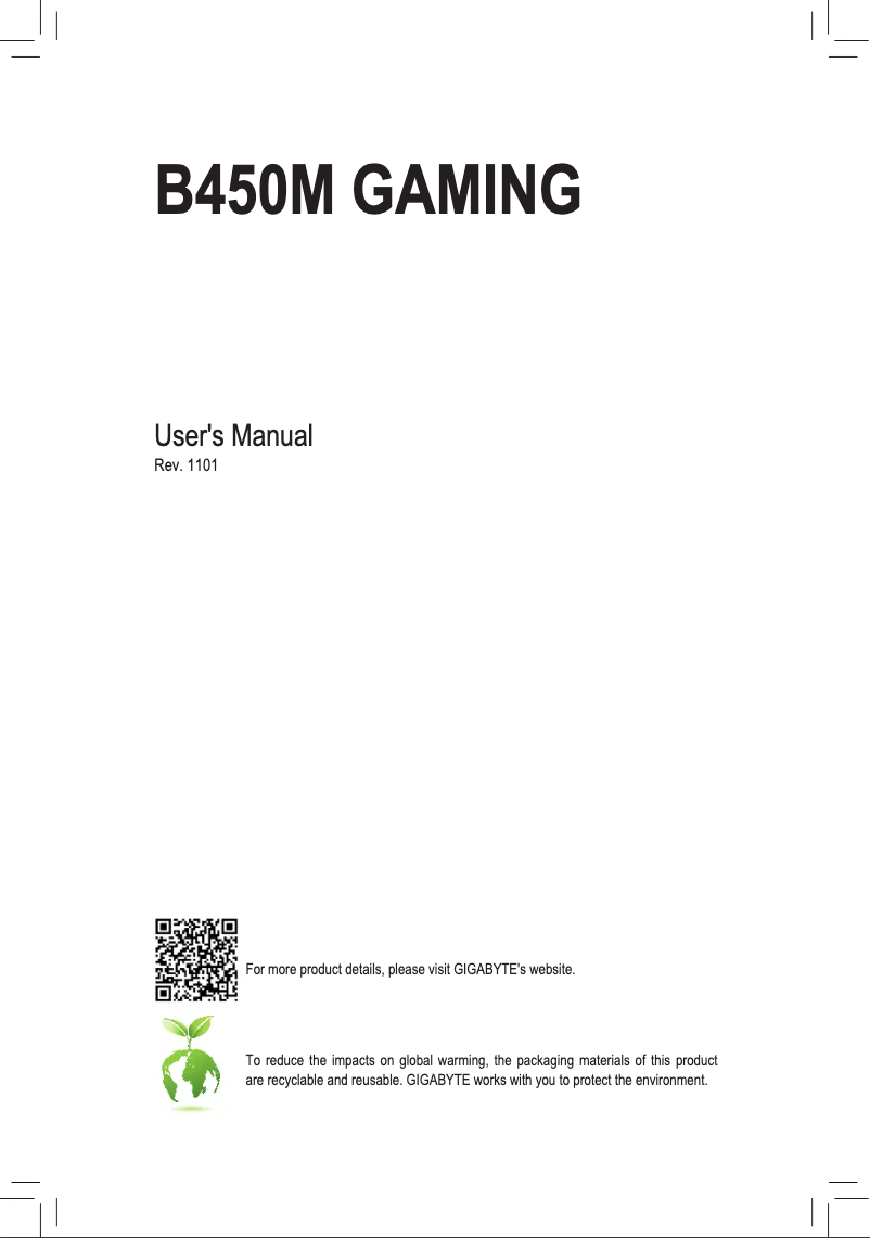 Página 1 del manual Manual de usuario Gigabyte B450M GAMING