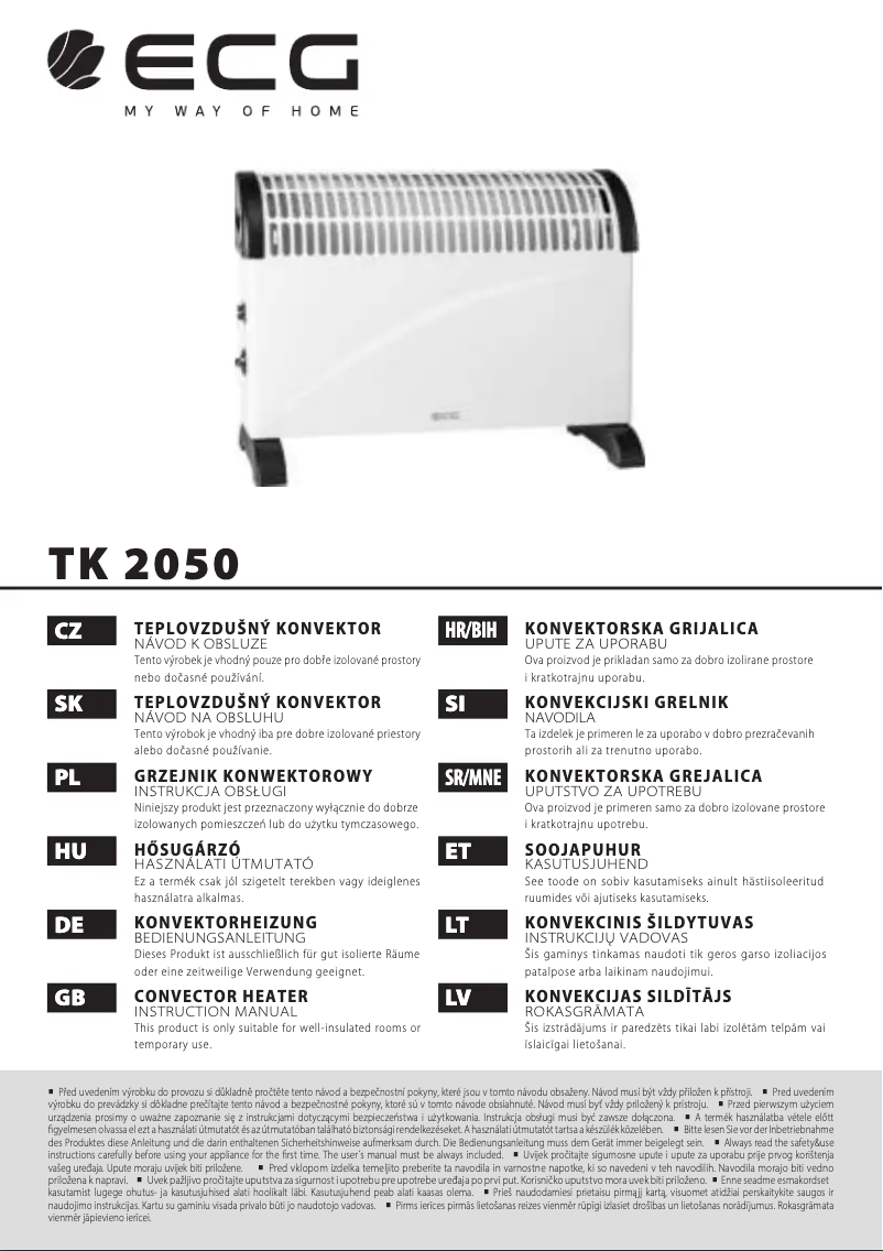 Imagen de la primera página del manual del dispositivo TK 2050