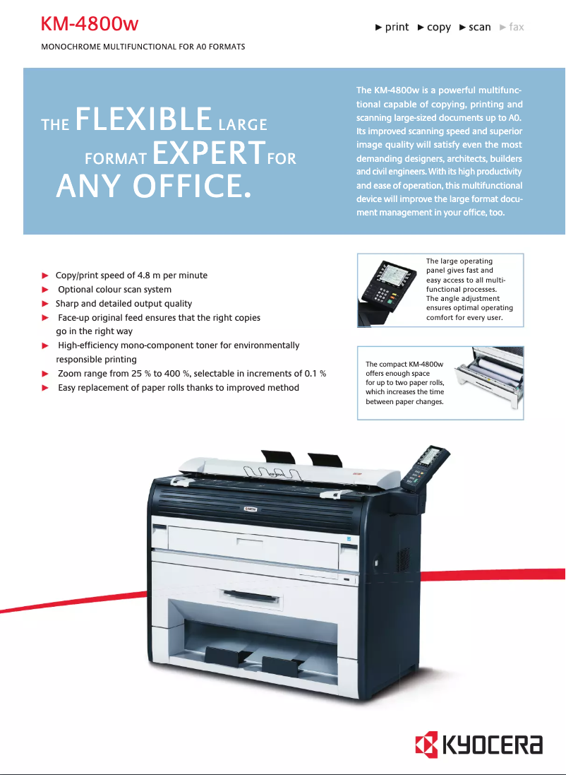 Página 1 del manual Ficha técnica Kyocera KM-4800w